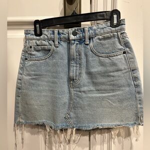 Alexander Wang Denim X Frayed Hem Mini Skirt Light Wash Size 25